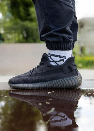 Мужские текстильные кроссовки adidas yeezy boost 350 black адидас изи буст 350