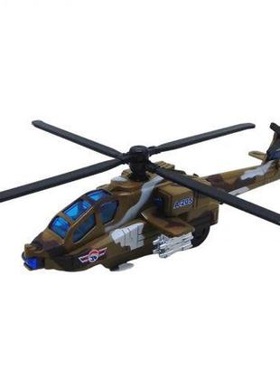 Вертолет военный, инерционный, металлический (хаки)