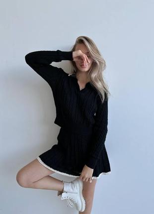 Костюм двійка в'язаний з короткою спідницею