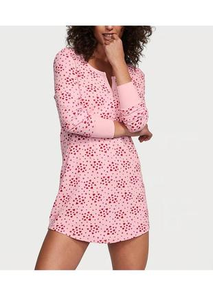 Пижама thermal sleepshirt pink dot heart ночная рубашка виктор сикрет оригинал