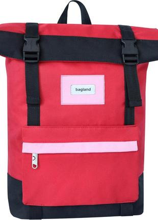 Чоловічий рюкзак роллтоп жіночий bagland міський водостійкий та спортивний roll top рюкзак червоний з чорним