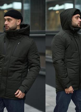 Зимняя мужская куртка everest intruder теплая с капюшоном зима осень хаки