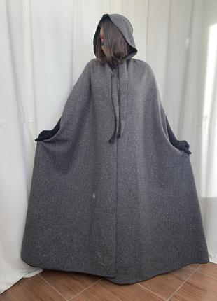Накидка плащ із капюшоном середньовічний фентезі косплей пальтова тканина твід пальто