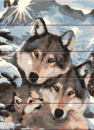 Картина по номерам по дереву волки asw013 30х40 см pokuponline