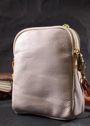 Стильна сумка трапеція для жінок із натуральної шкіри vintage 22270 біла7 фото