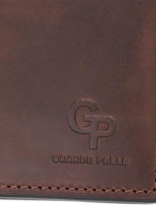 Классическое портмоне унисекс на магните grande pelle 11208 коричневое6 фото