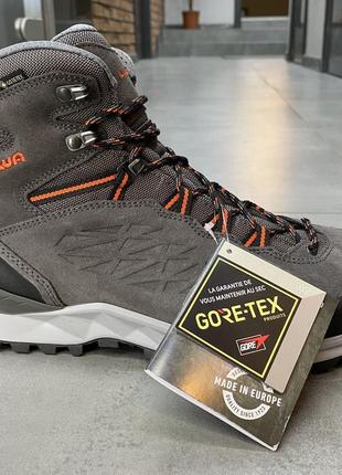 Черевики чоловічі трекінгові lowa explorer gtx mid 42,5 р., grey/flame (сірий/помаранчевий), легкі туристичні черевики4 фото