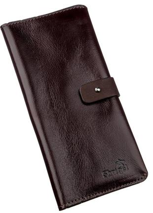 Бумажник вертикальный из кожи алькор shvigel 16202 коричневый