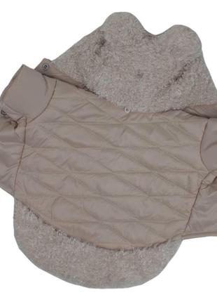 Зимовий одяг куртка для собак, зимова куртка для собаки тепла на хутрі на зиму з капюшоном для дівчаток бежева
