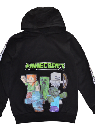 Черная толстовка худи minecraft на мальчика 12-13 лет