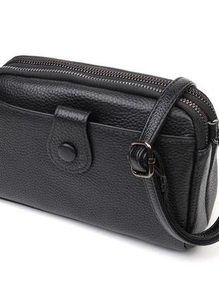 Цікава сумка-клатч у стильному дизайні з натуральної шкіри 22086 vintage чорна