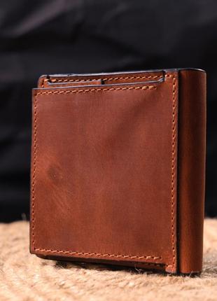Качественный кожаный мужской кошелек с монетницей украина grande pelle 16744 светло-коричневый7 фото