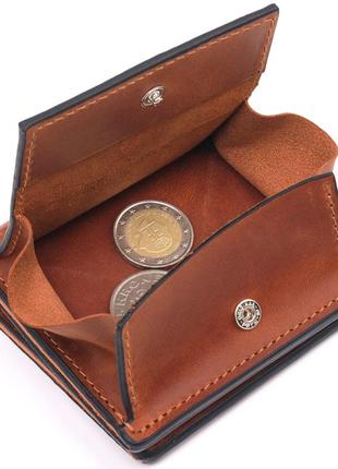 Качественный кожаный мужской кошелек с монетницей украина grande pelle 16744 светло-коричневый3 фото