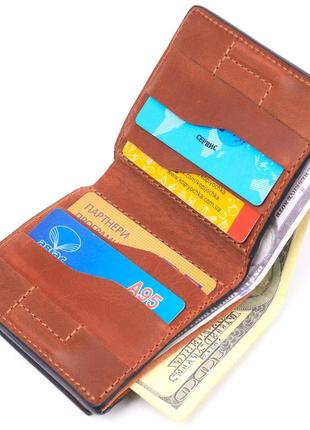 Качественный кожаный мужской кошелек с монетницей украина grande pelle 16744 светло-коричневый5 фото