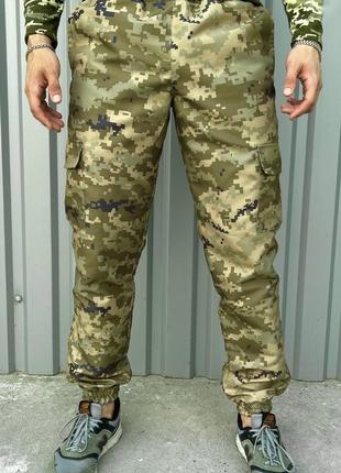 Тактические брюки зсу летние, военные штаны карго с карманами и с манжетами армейские пиксель зеленый
