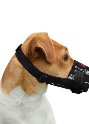 Намордник для собак нейлоновый регулируемый черный ацтеки2 фото