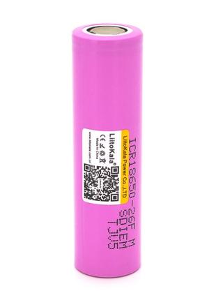 Акумулятор 18650 li-ion liitokala lii-26fm, 2600mah (2450-2650mah), 3.7v (2.75-4.2v), pink, pvc box