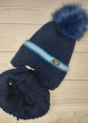 Шапка хомут теплий зимовий набір ambra польща