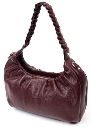 Красивая женская сумка багет karya 20839 кожаная,  бордовая2 фото
