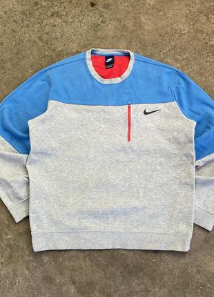 Свитшот кофта nike sweatshirt с карманом серый синий