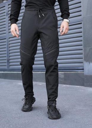 Мужские штаны карго pobedov теплые зимние брюки softshell тактические с карманами черные