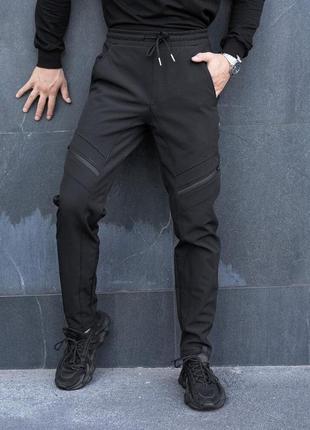 Мужские штаны карго pobedov теплые зимние брюки softshell тактические с карманами черные