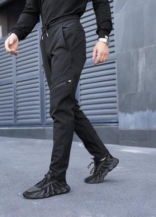 Мужские штаны карго pobedov теплые зимние брюки softshell тактические с карманами черные