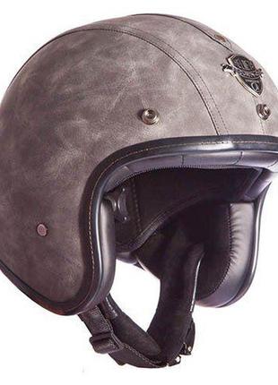 Мотошолом для чопера vintage ms-555 l сірий (60429519), no branding