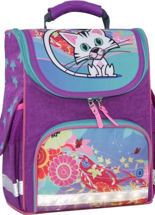 Школьный каркасный рюкзак ортопедический для девочек 1-3 классов светоотражающий фиолетовый 502