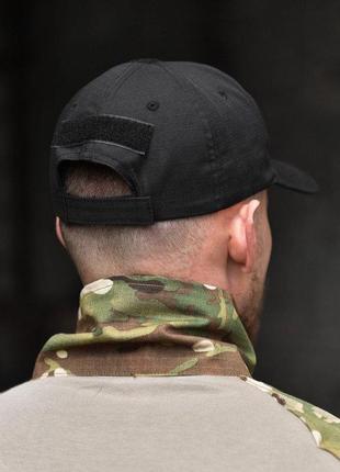 Тактическая кепка бейсболка военная зсу черная с липучкой4 фото