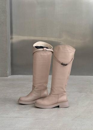 Сапоги беж кожа10 фото
