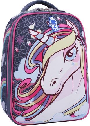 Рюкзак шкільний ортопедичний для 1 класу, рюкзак для дівчаток 1-3 класів 17 л сірий единороги