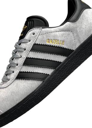 Мужские качественные кроссовки adidas gazelle gray black,легкие модные яркие качественные кроссовки ,спортивны7 фото
