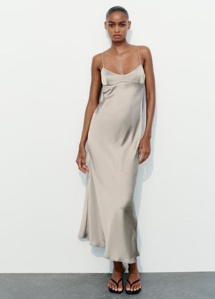 Платье в бельевом стиле, сарафан zara, коллекция 2024, размер xs, s