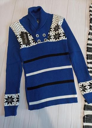 Теплий в'язаний светр кофта пуловер в орнамент