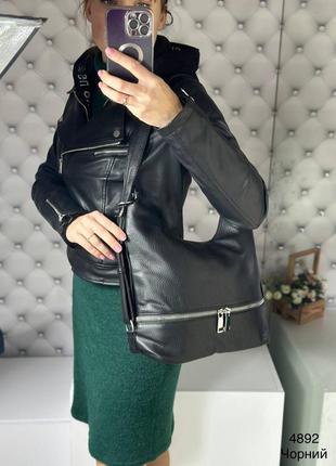Жіноча стильна та якісна сумка рюкзак з еко шкіри чорна