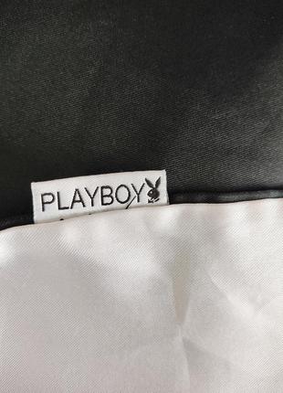Комплект постільної білизни playboy оригінальні лого чорно білі атласні
