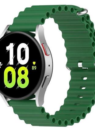 Силиконовый ремешок hump для samsung galaxy watch 4 40mm / samsung galaxy watch 4 44mm тёмно-зелёный