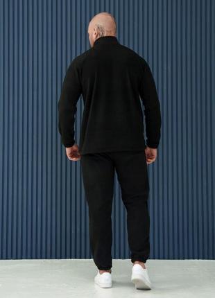 Чоловічий костюм велюровий теплий плюшевий спортивний комплект туреччина чорний3 фото