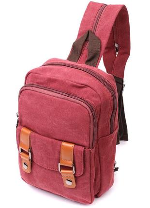 Сумка-рюкзак мужская vintage 22164 надежная с двумя отделениями из плотного текстиля, бордовый