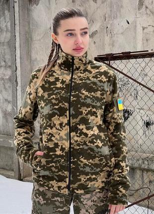Тактическая флисовая кофта на змейке армейская женская флиска для военных всу военная пиксель