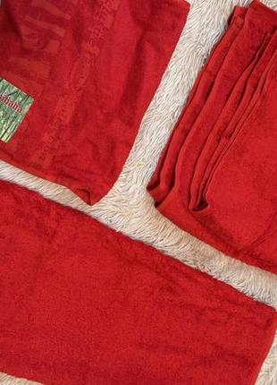 Набір рушників червоний 3 шт банний для лиця та рук