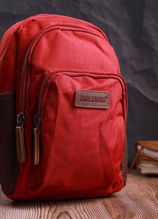 Компактний рюкзак з поліестру з великою кількістю кишень vintage 22144 бордовий7 фото