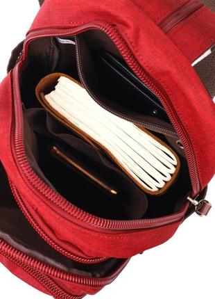 Компактний рюкзак з поліестру з великою кількістю кишень vintage 22144 бордовий5 фото