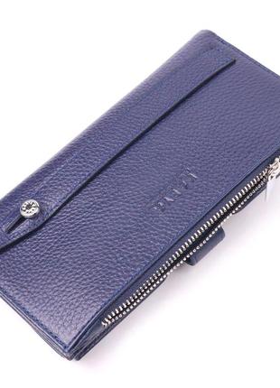 Стильный вертикальный бумажник из натуральной кожи karya 21423 синий2 фото