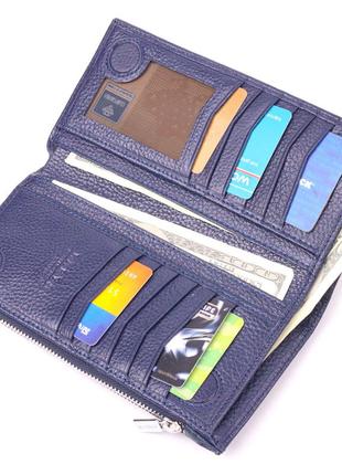 Стильный вертикальный бумажник из натуральной кожи karya 21423 синий6 фото