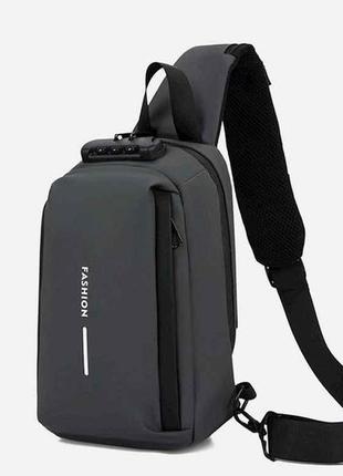 Сумка-слінг сірий 31*20*10см чоловіча водонепроникна 2326/7-1 тм китай