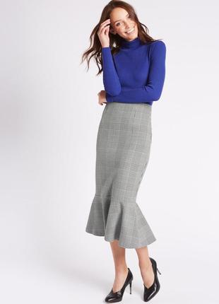 Юбка-карандаш в клетку с воланом m&s collection