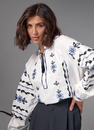 Колоритная блуза вышиванка, украинская вышиванка, этатно рубашка с вышивкой7 фото