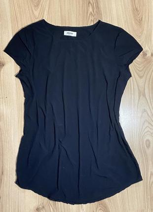 Дешево! розпродаж! чорна блуза без рукавів (короткий круглий рукавчик) практично нова